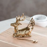 Gold Reindeer S/6 Picks & Holder