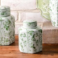 5.5"H Green Vine Ginger Jar