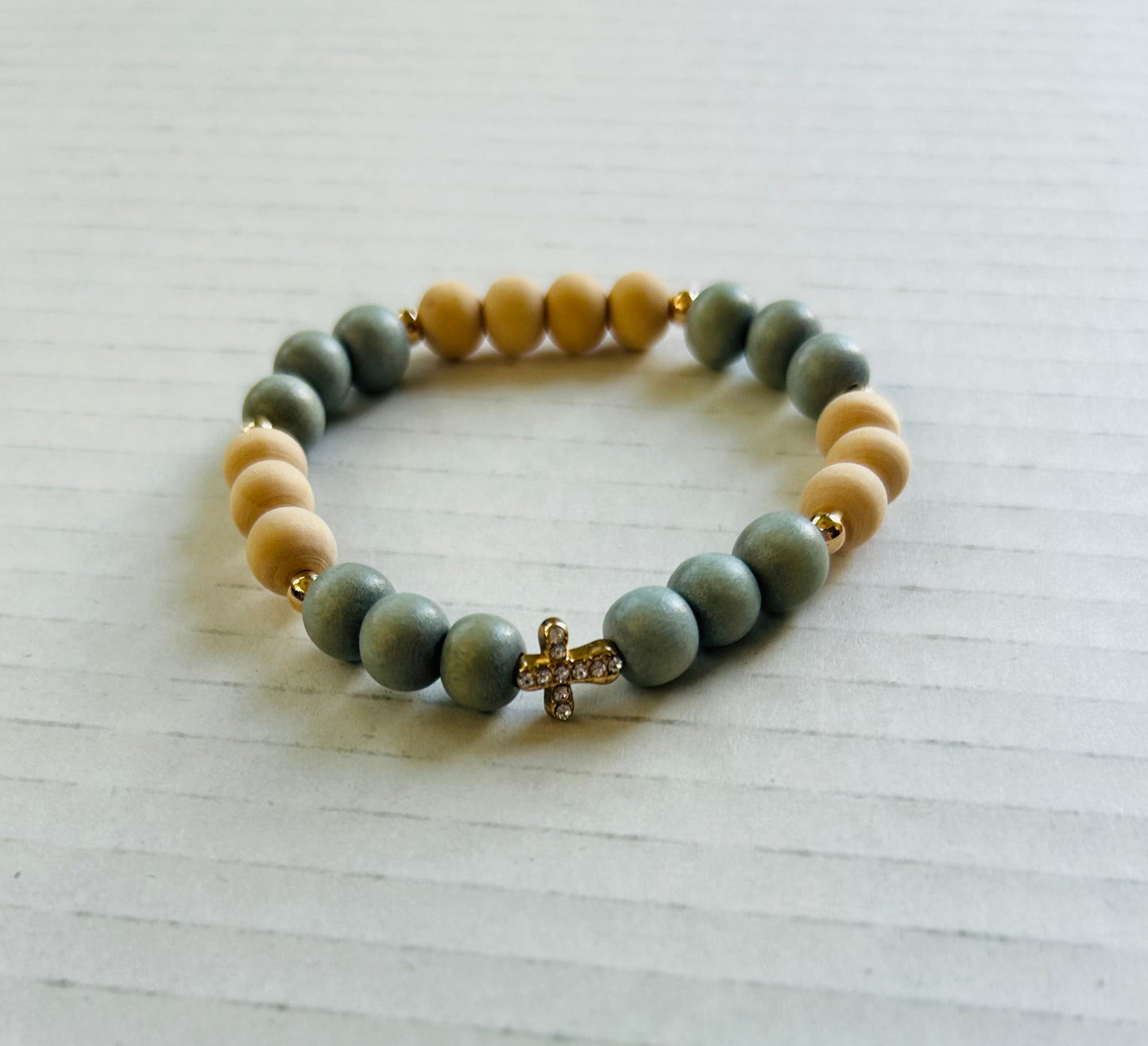 Mini Pave Cross Beaded Bracelet