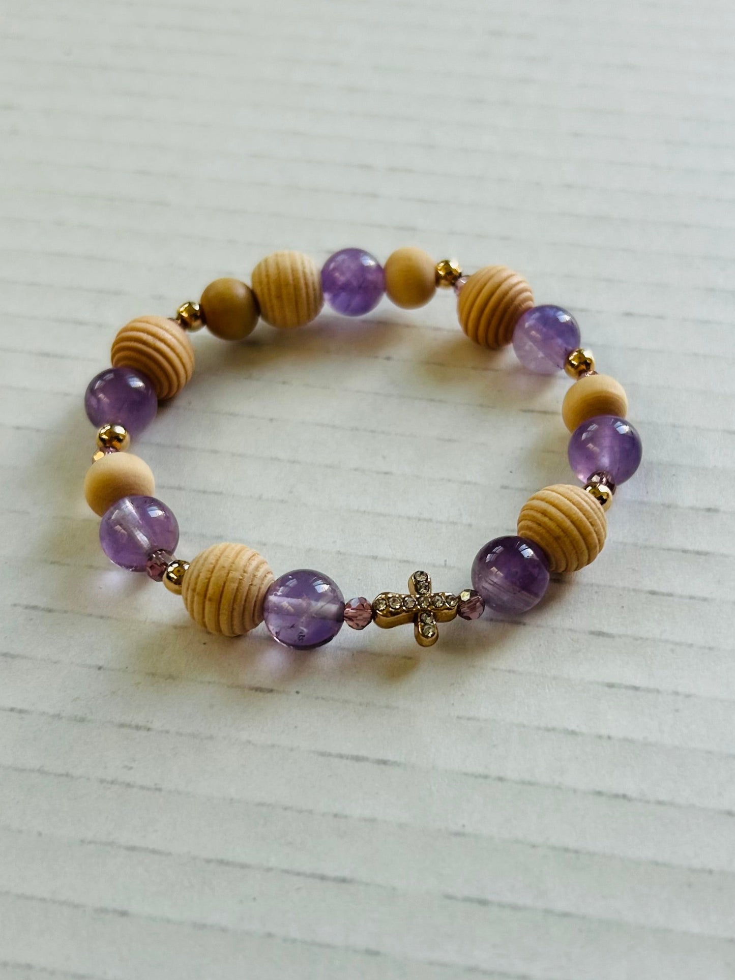 Mini Pave Cross Beaded Bracelet