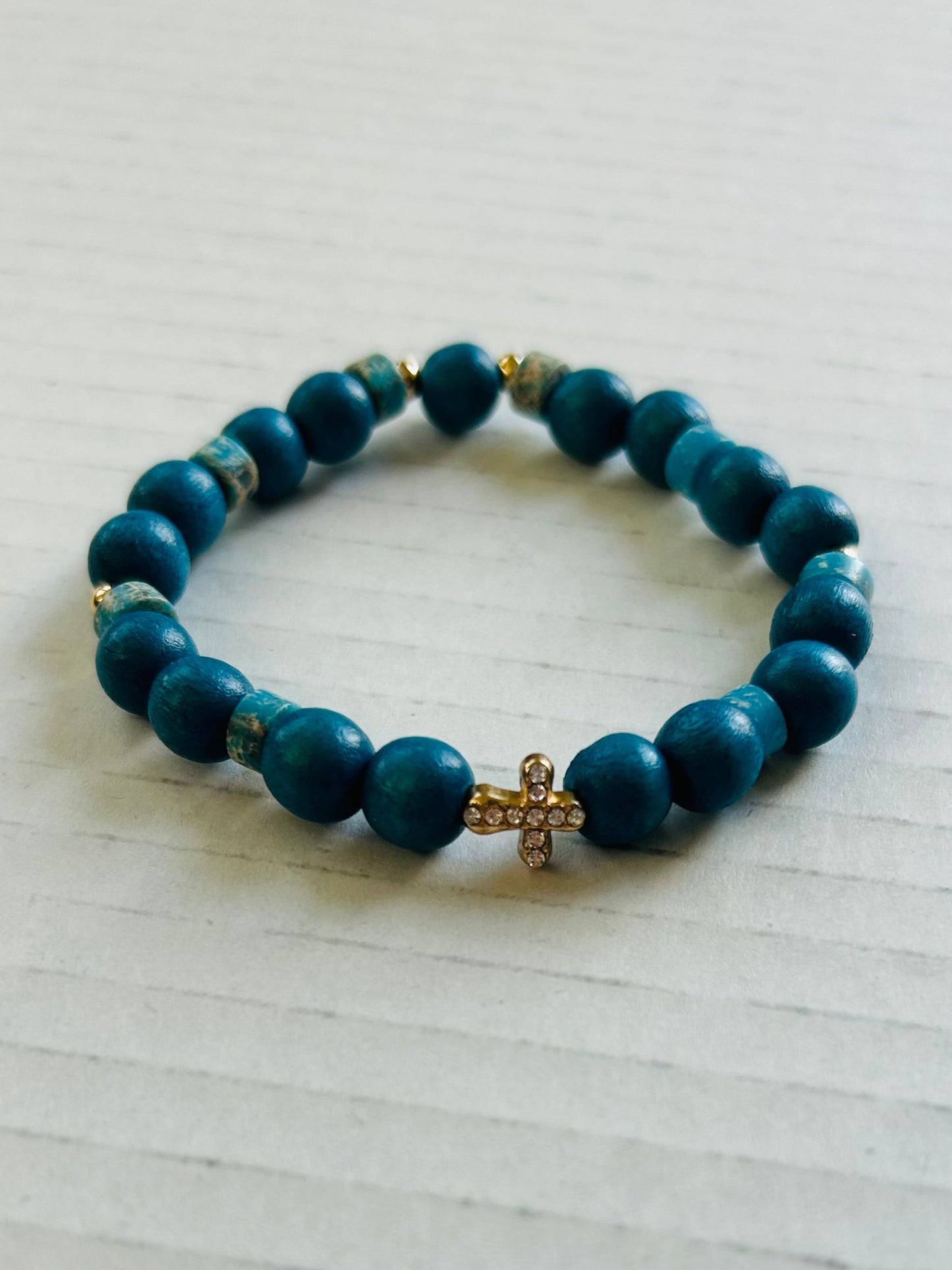 Mini Pave Cross Beaded Bracelet