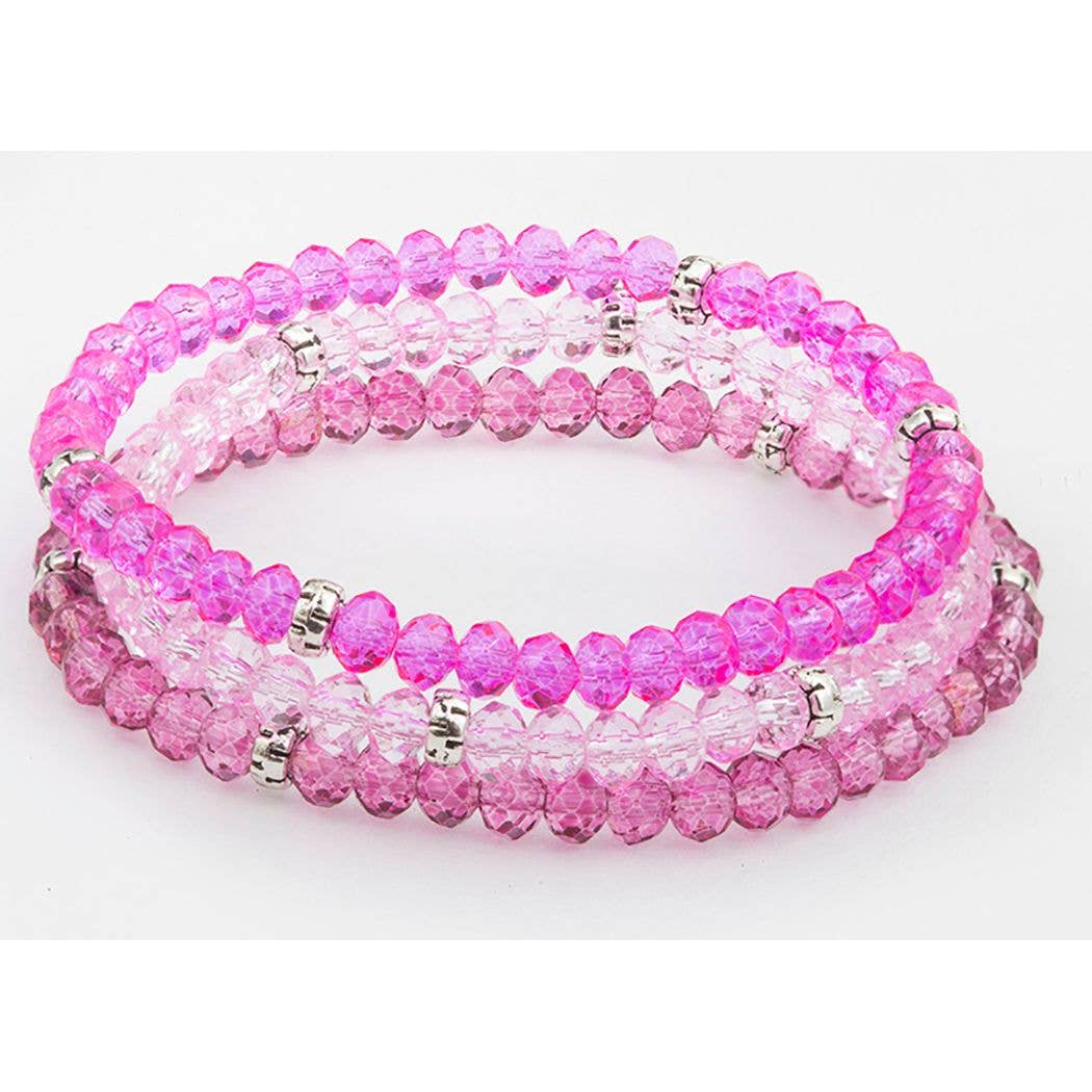 Kids Crystal Girls Stretch Bracelets, Set 3