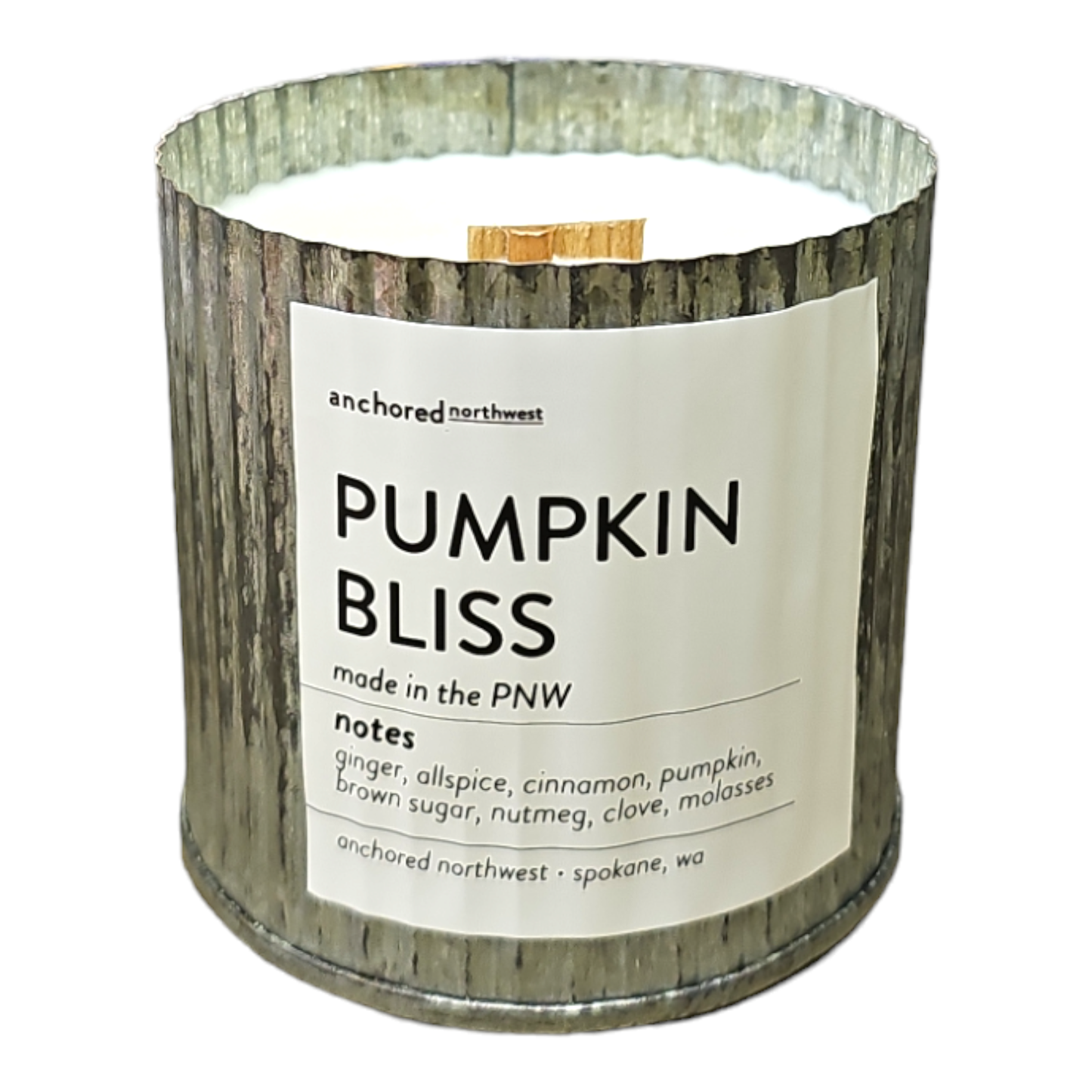 Pumpkin Bliss Wood Wick Candle, Rustic Farmhouse Fall Decor: 10oz