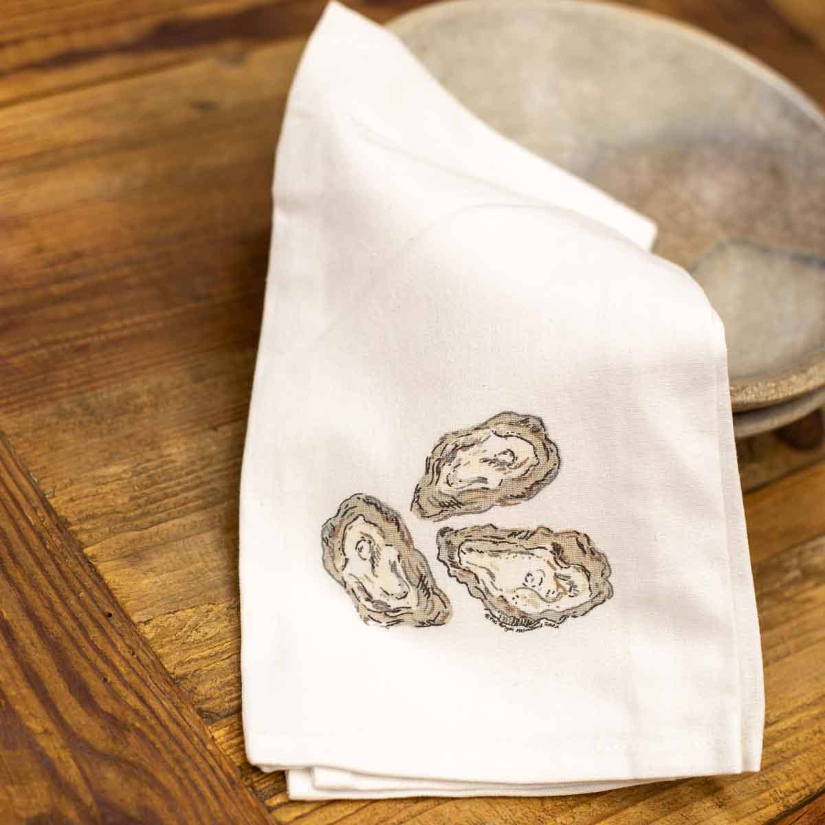 Oysters Hand Towel White/Gray 20x28