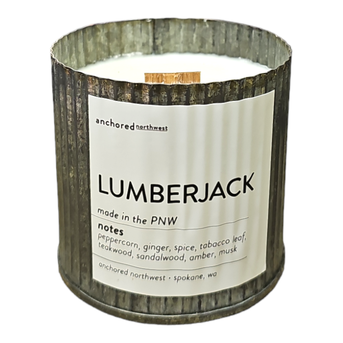 Lumberjack Rustic Vintage Farmhouse Wood Wick Candle: 10oz