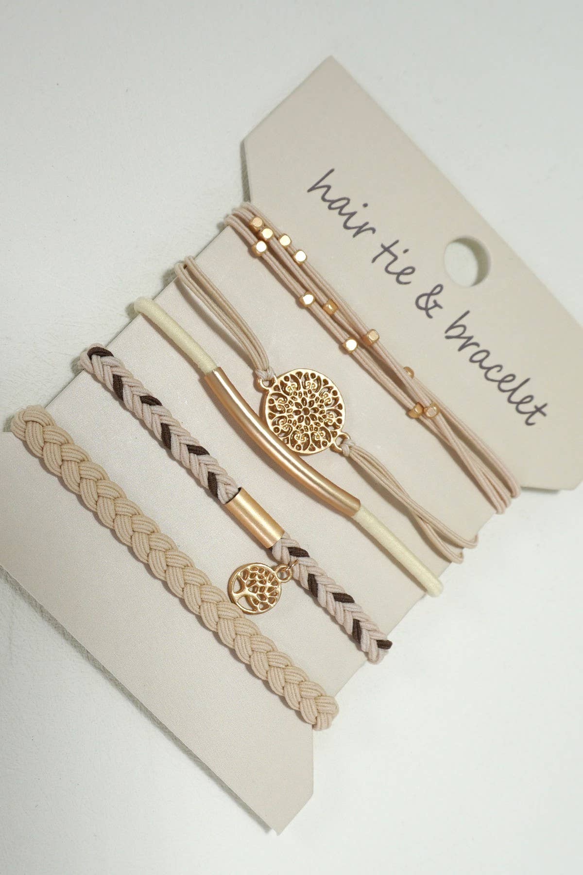 Off White BOHO DUAL FUNCTION KNOT BRACELET HAIR TIES