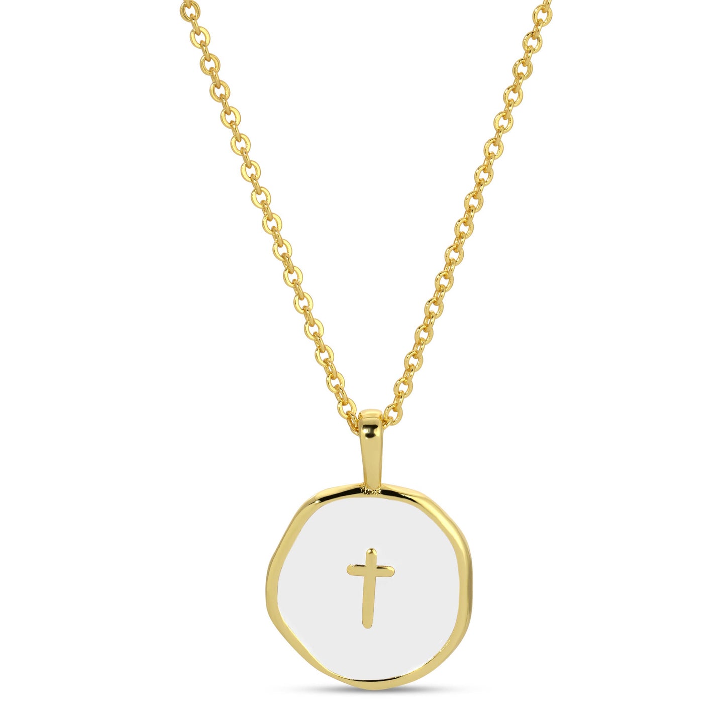 White Tiny Cross Pendant Necklace