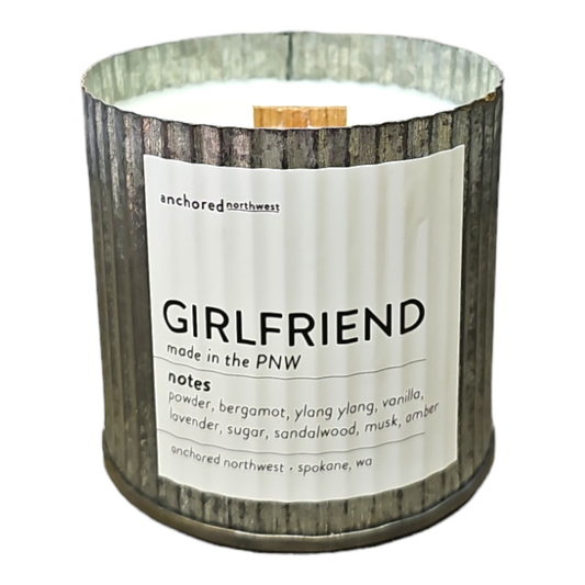 Girlfriend Rustic Vintage Farmhouse Wood Wick Candle: 10oz