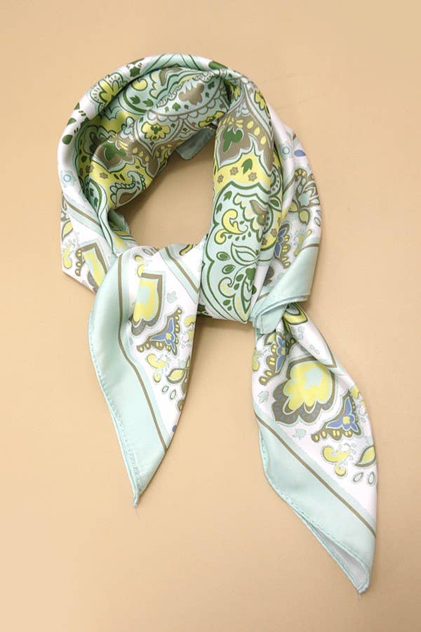 Paisley Mint Silky Feel Bandana Scarf