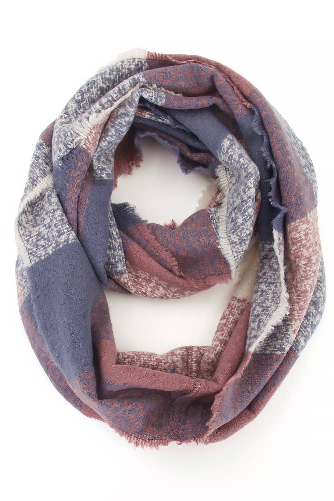 Blue Check Pattern Infinity Scarf