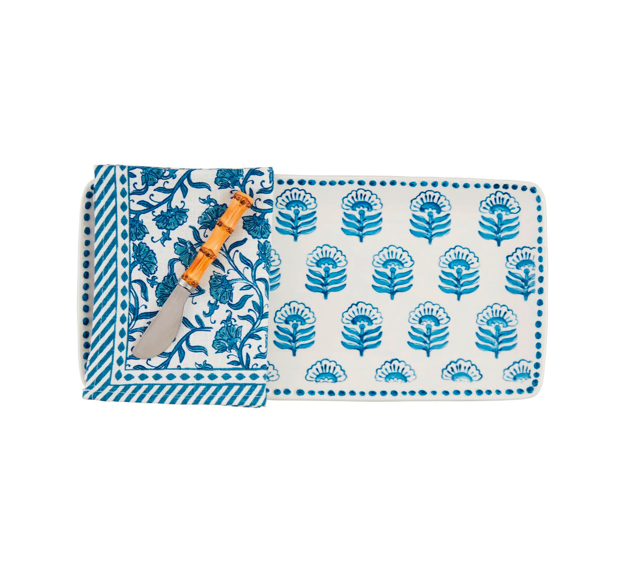 Block Print Tray & Towel Set