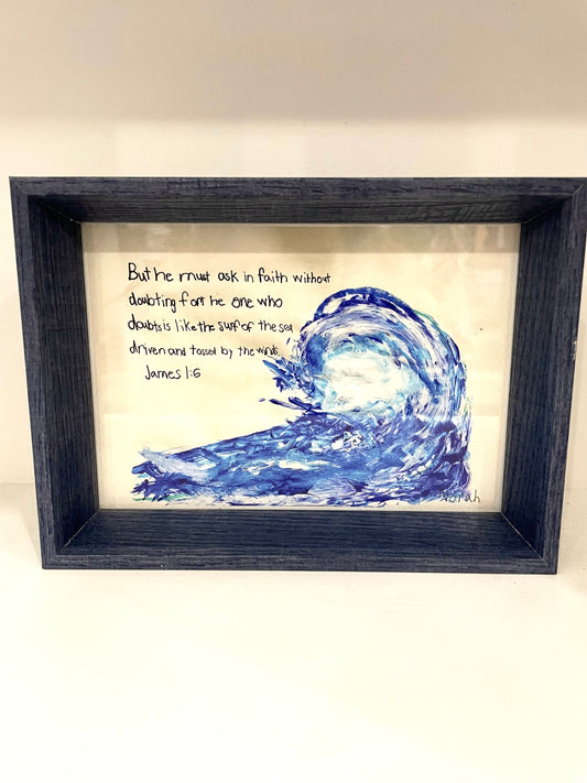 5 x 7 Wave in Blue Box Frame
