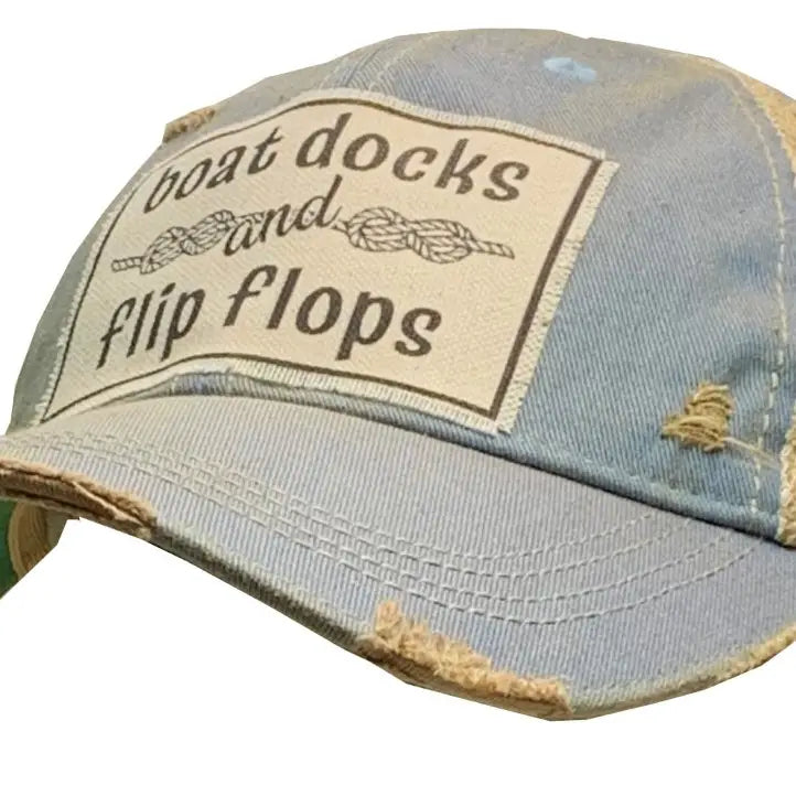 Boat Docks & Flip Flops Distressed Trucker Hat