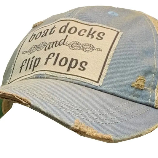 Boat Docks & Flip Flops Distressed Trucker Hat