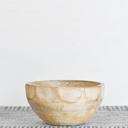 White Wash Wood Bowl