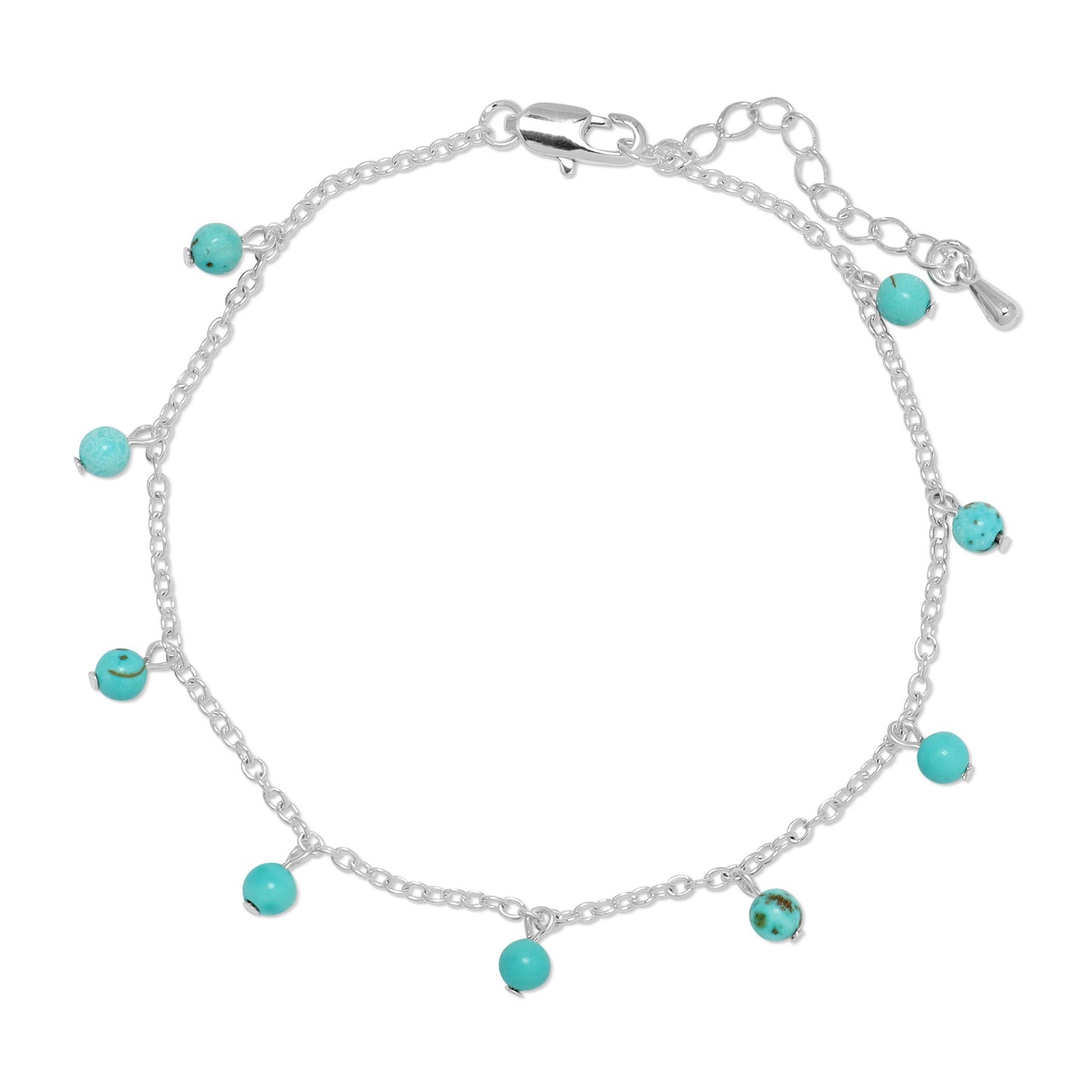 Silver Chain + Turquoise Howlite Gemstones Ankle Bracelet