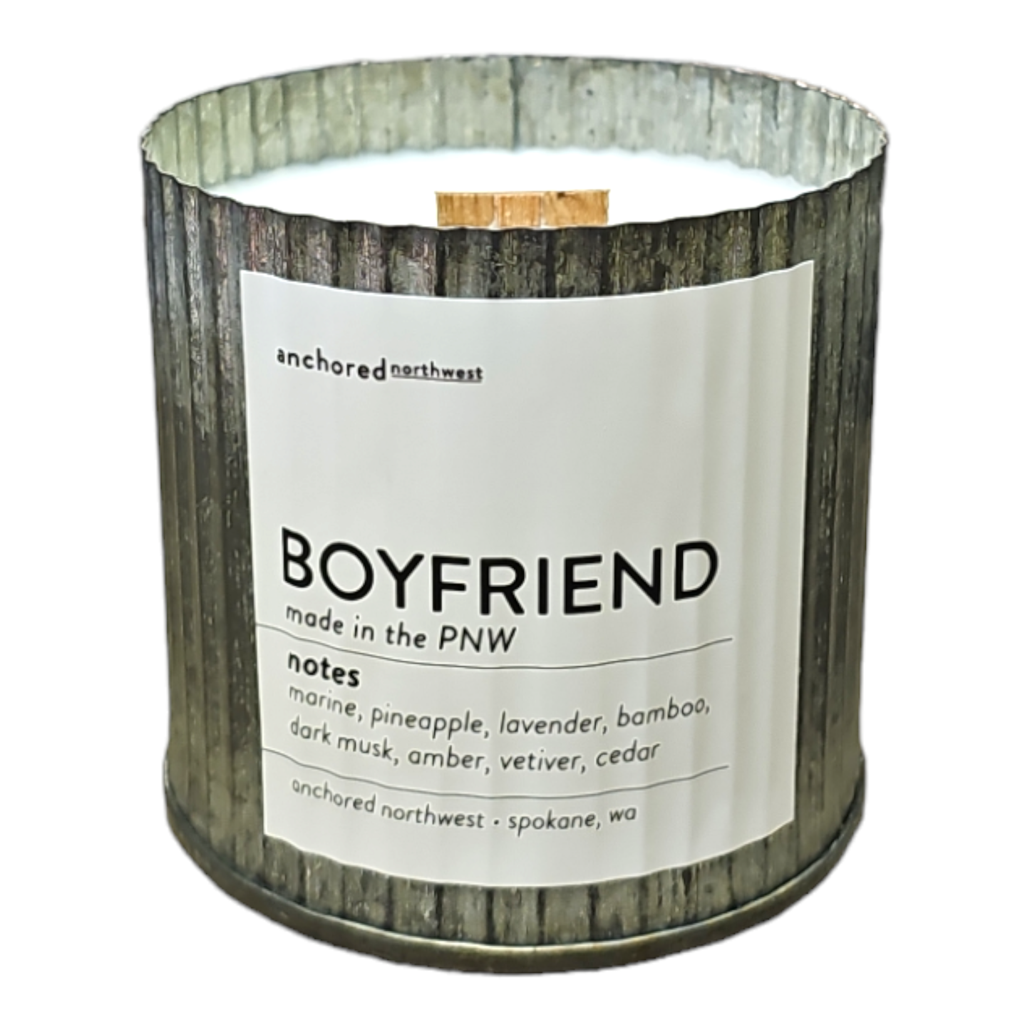 Boyfriend Rustic Vintage Wood Wick Candle: 10oz
