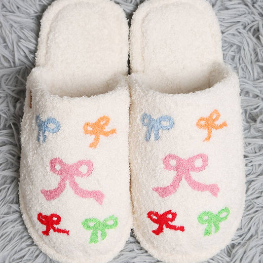 Colorful Ribbon Print Cozy Indoor Home Slippers