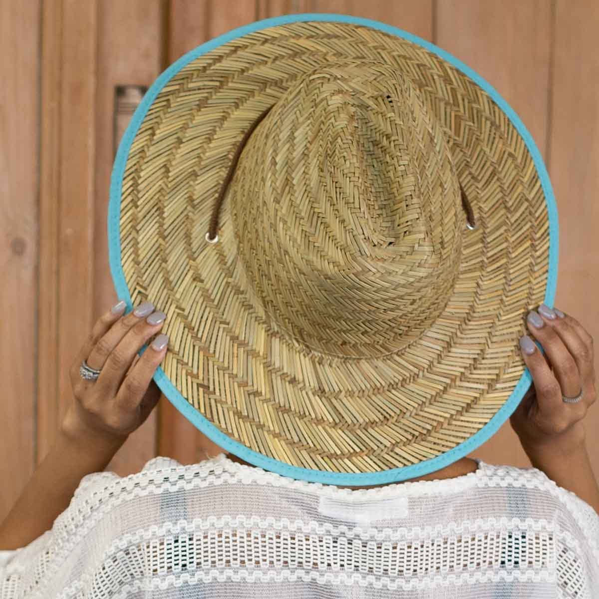 Tan/Aruba Blue Havana Sun Hat One Size
