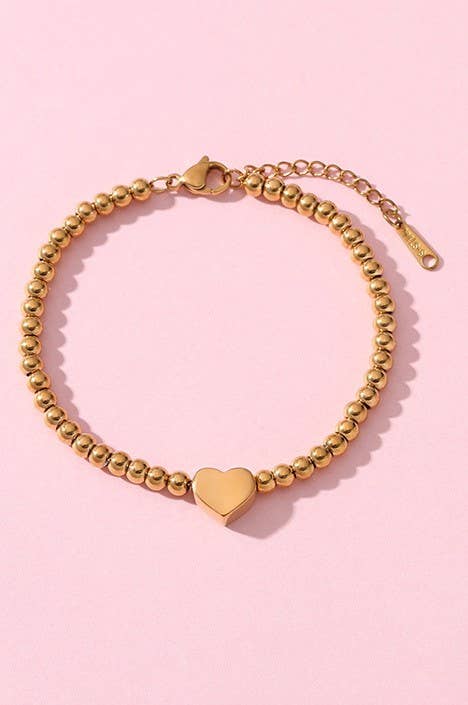 Gold Beaded Bubble Heart Bracelet