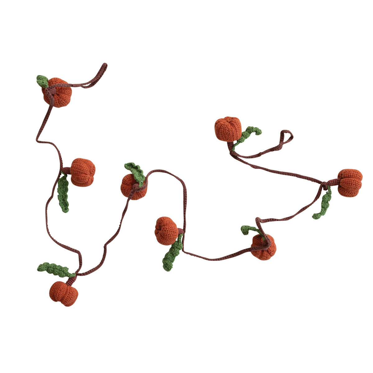 Cotton Crocheted Pumpkin Garland, Brown