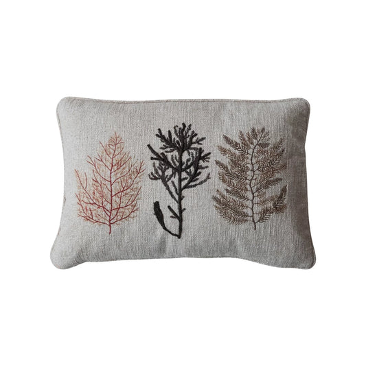 24"L x 16"H  Embroidered Coral Pillow