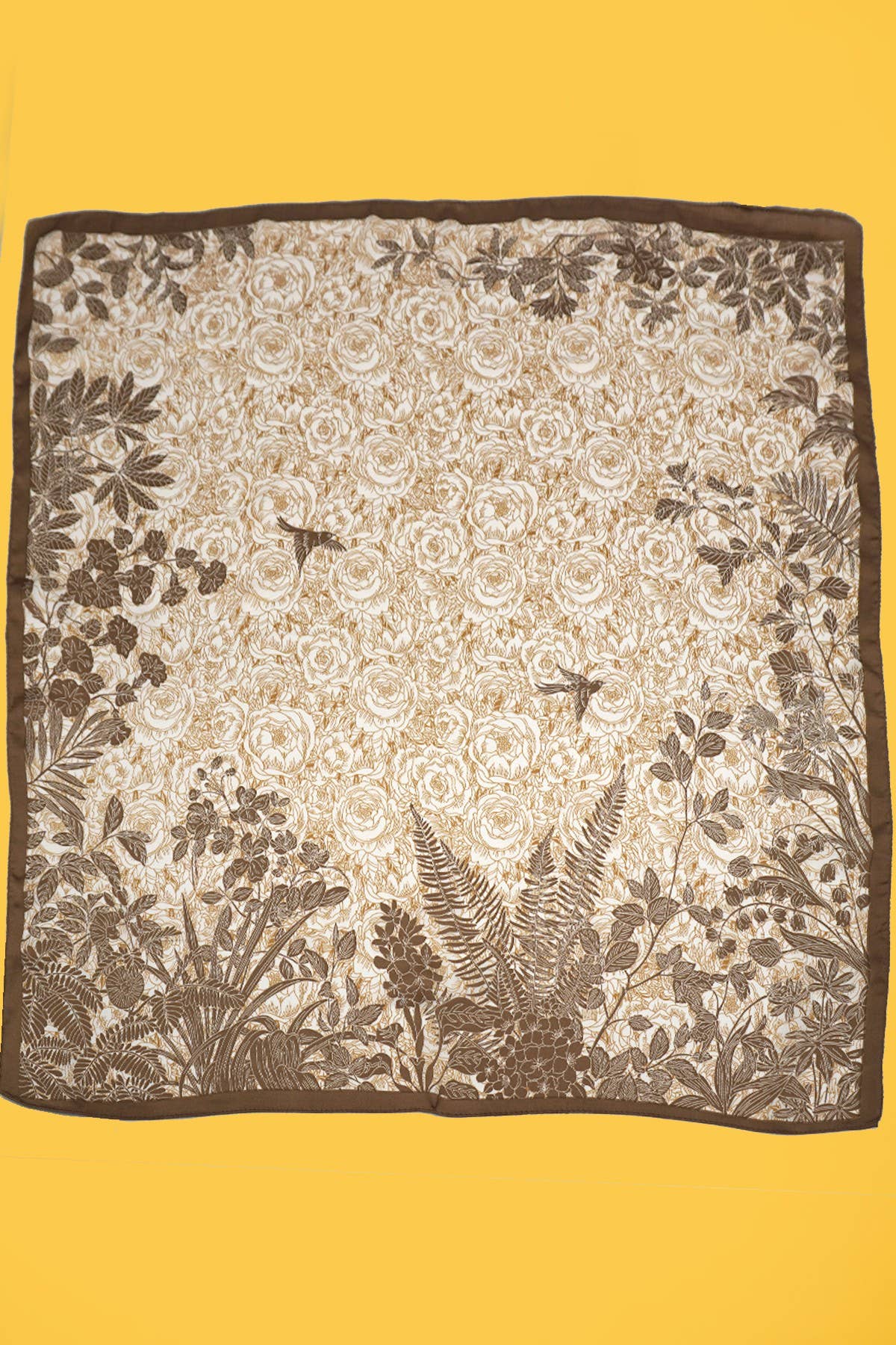 Large Brown Floral Print Bandana Scarf