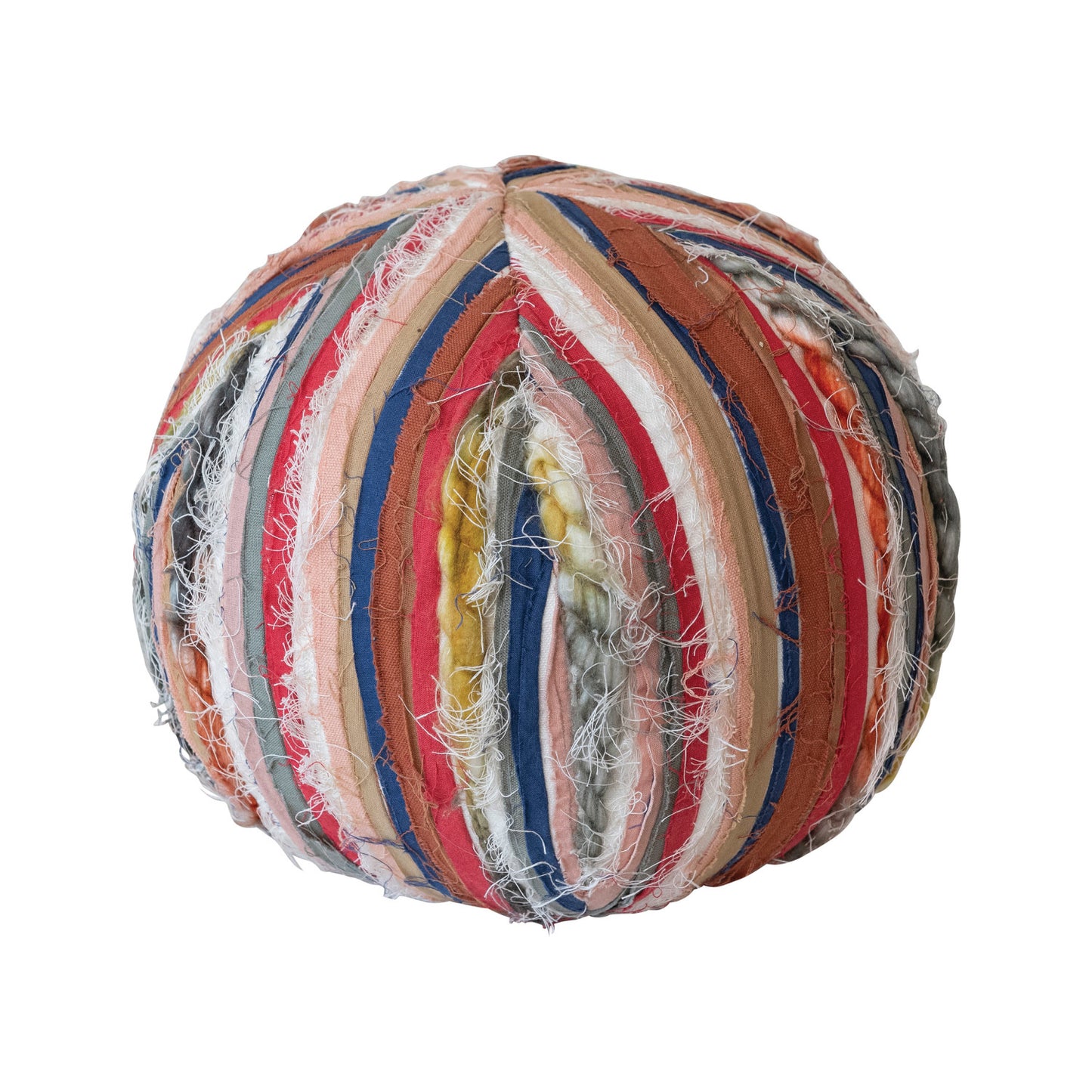 10" Round Woven Cotton Blend Orb Pillow