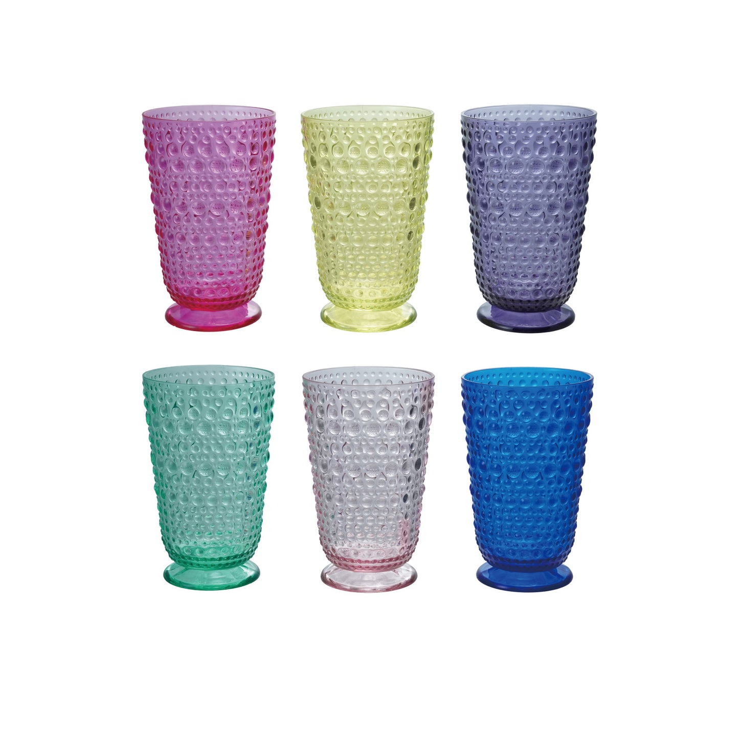 20 oz. Acrylic Footed Drinking Glass with Raised Dots, 6 Colors