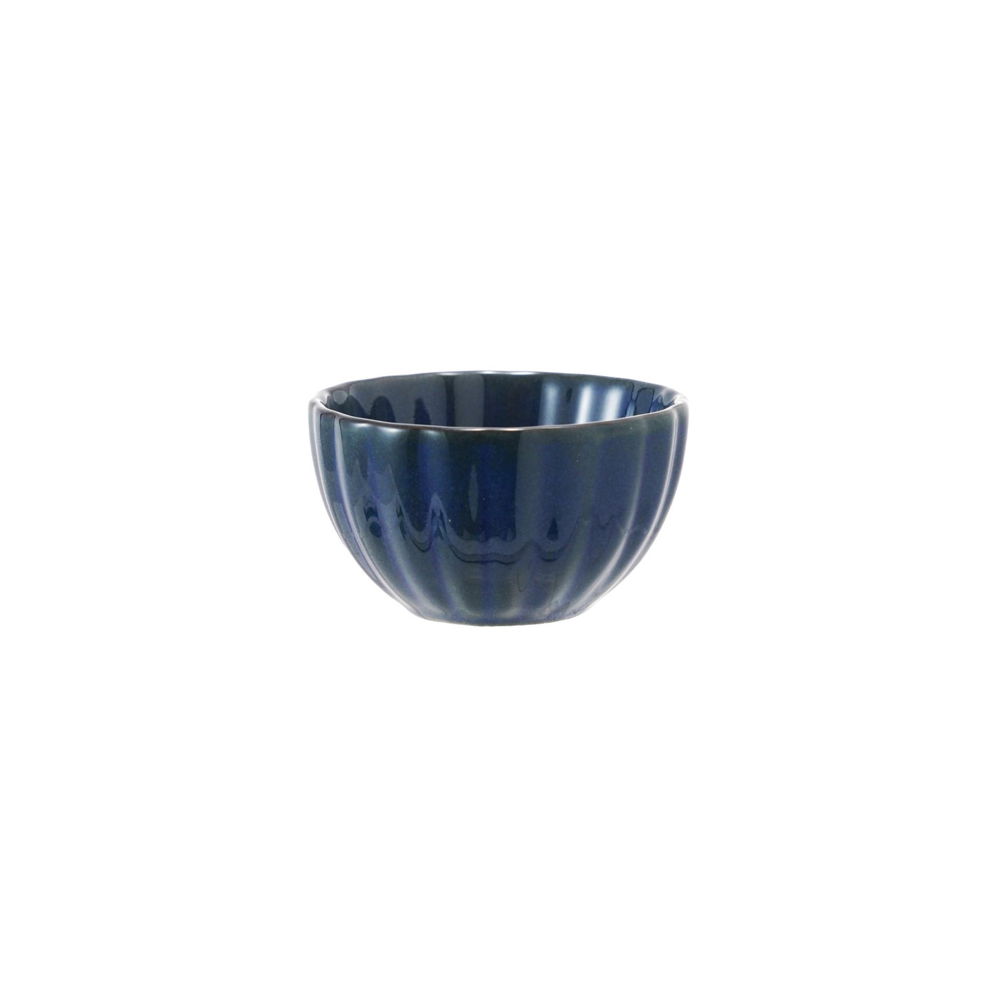 Stoneware Ribbed Bowl, Reactive Glaze, Blue (Each One Will Vary)