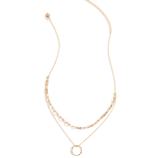 Gold Delicate Double Appeal Ring Necklace
