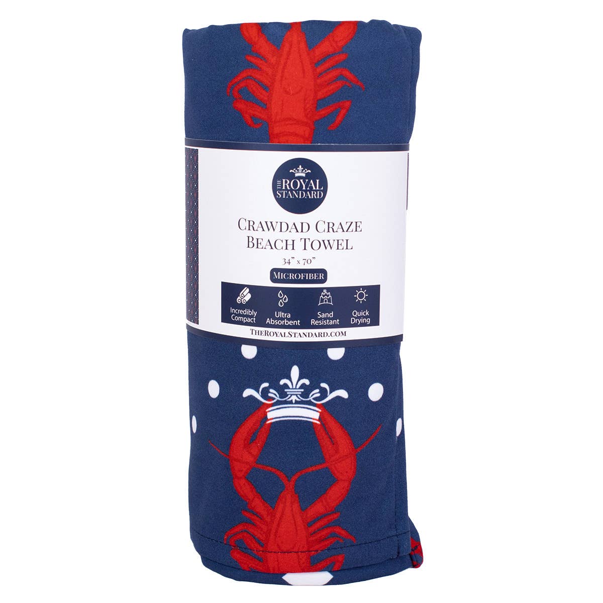 Navy/Red Crawdad Craze Beach Towel 34x70
