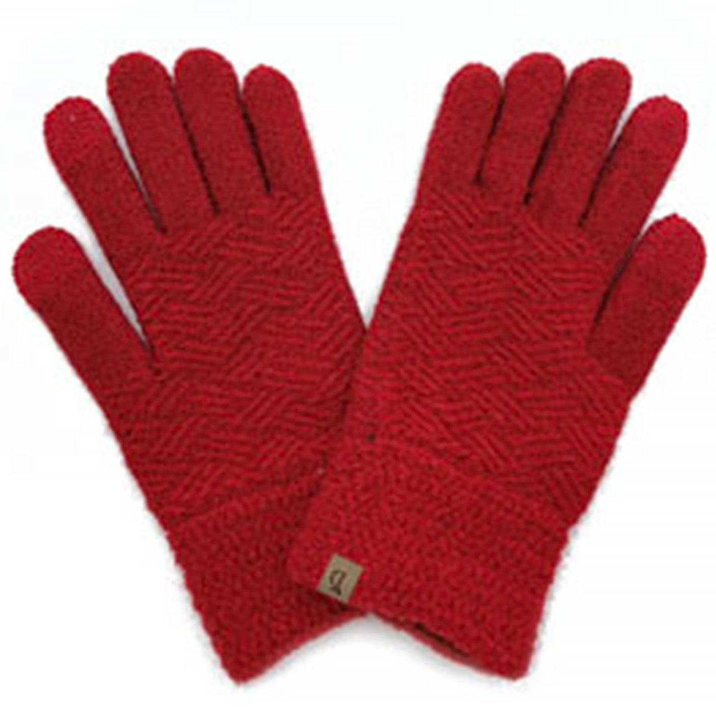 Red Textured Solid Knit Touch Winter Gloves