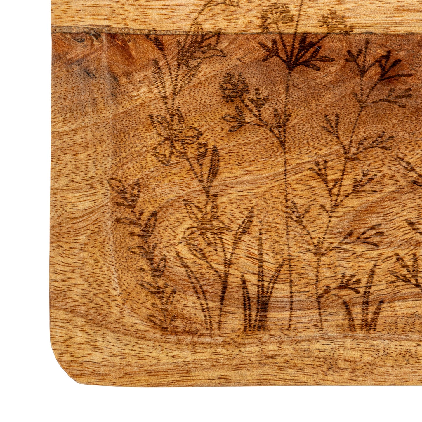 Mango Wood Etched Botanical Tray