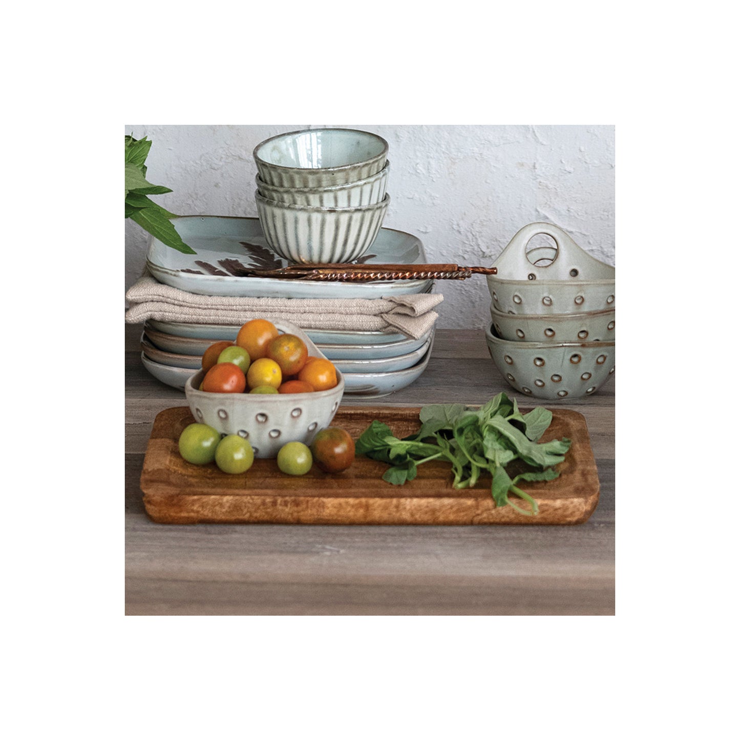 Mango Wood Etched Botanical Tray