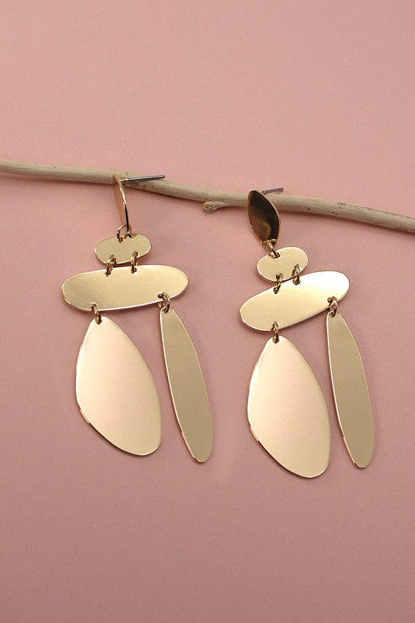Geo Shape Drop Earrings, Gold