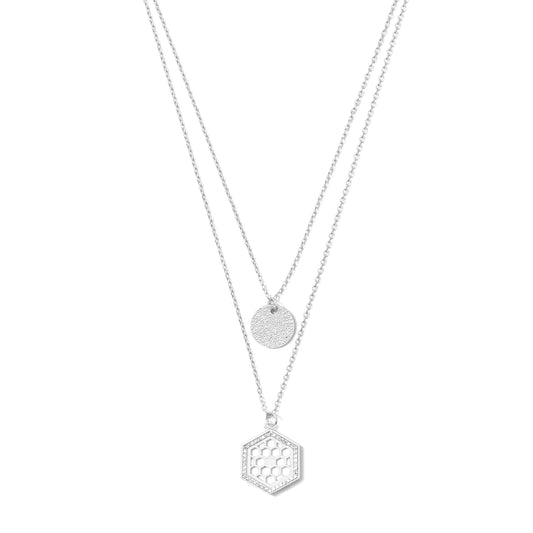 Silver Double Layer Honeycomb Necklace
