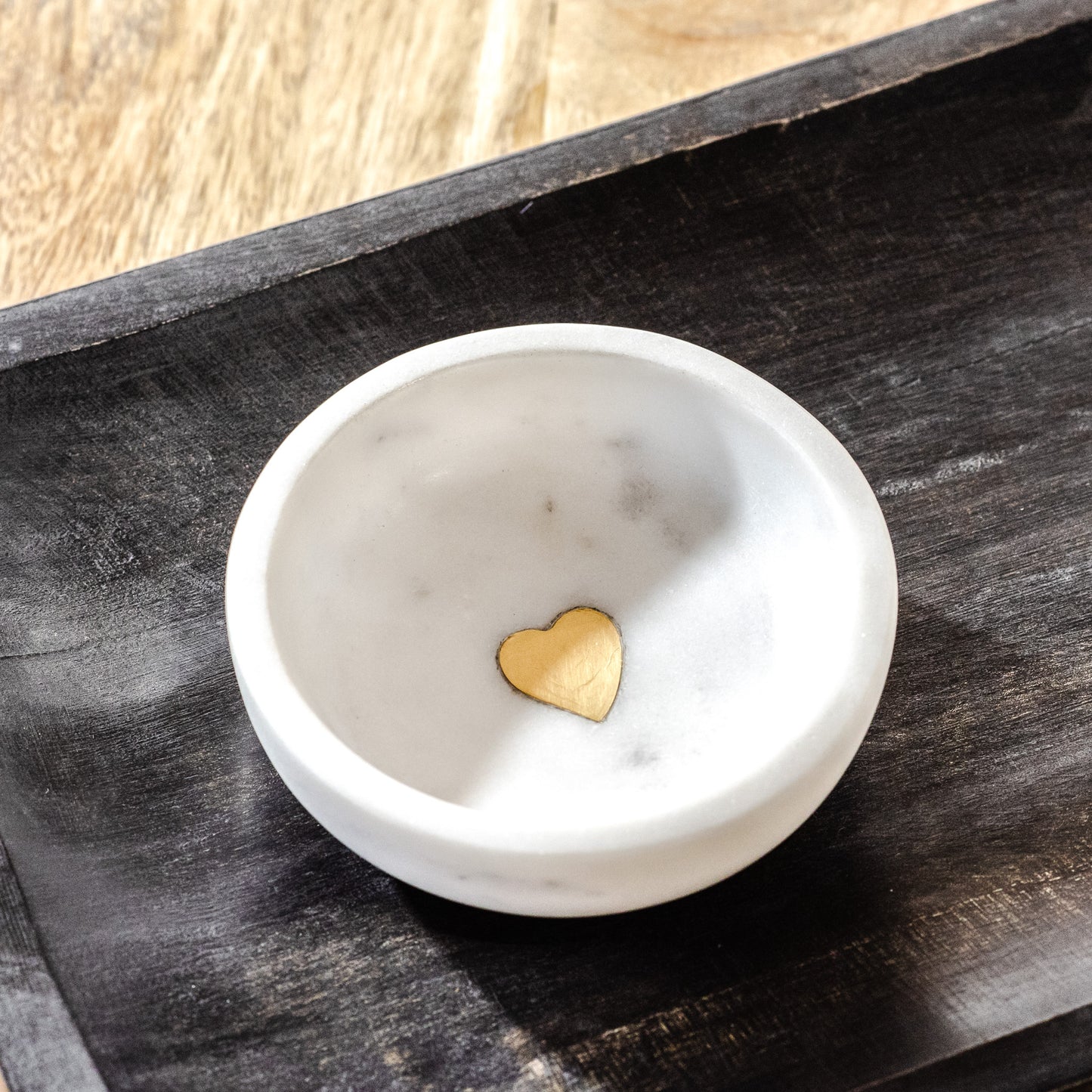 Marble Tray With Gold Heart Inlay