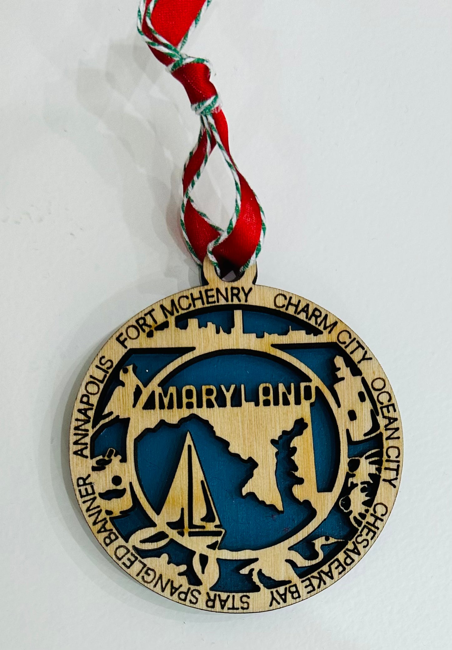 Blue Maryland Ornament (Ribbons May Vary)