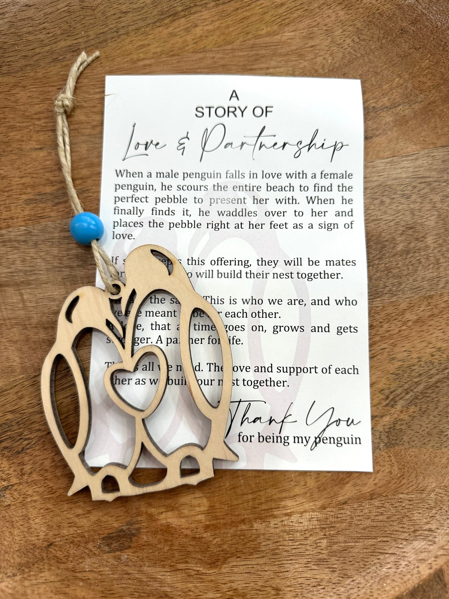 Penguin Love & Partnership Story Card (Beads Vary)