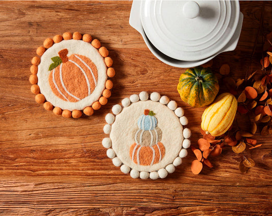 Felt Pom Pumpkin Trivet
