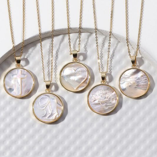Etched Shell Pendant Necklace