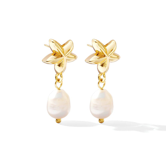 Starfish Pearl Drop Earrings