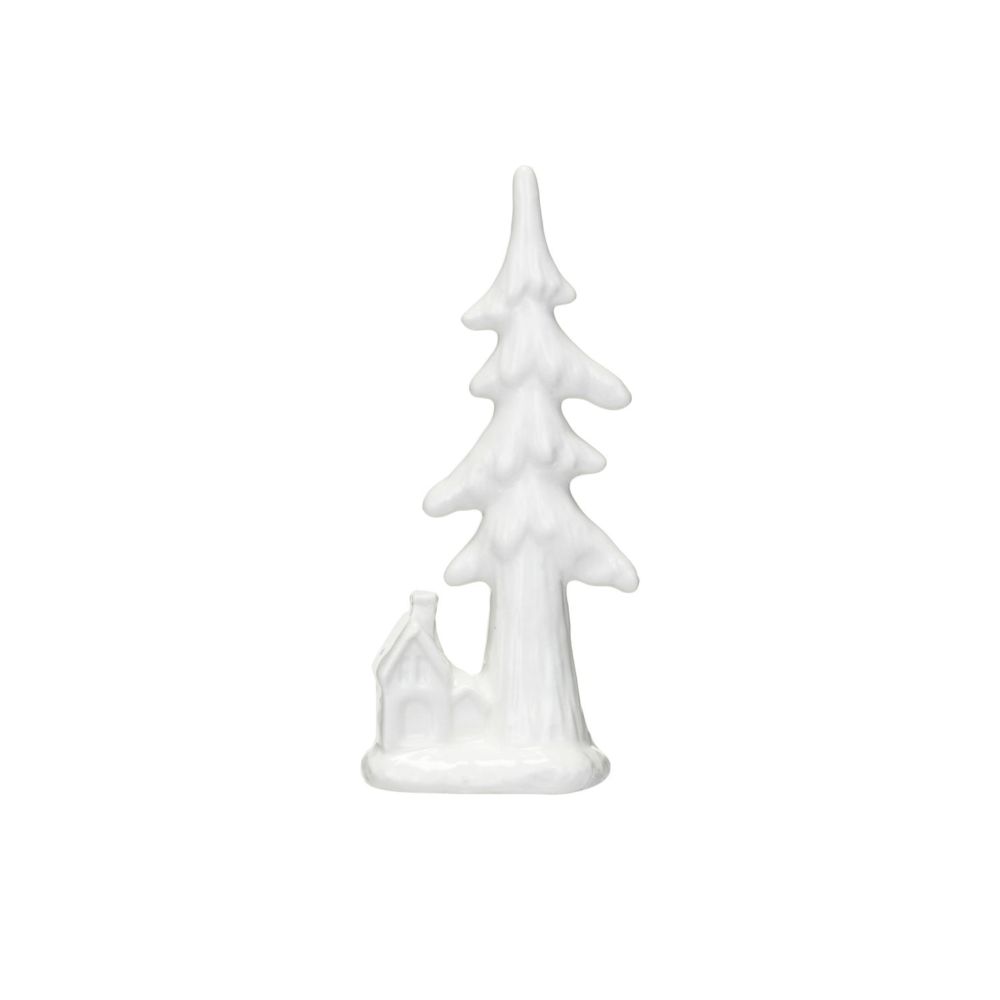 Ceramic Tree w/ Cabin, White