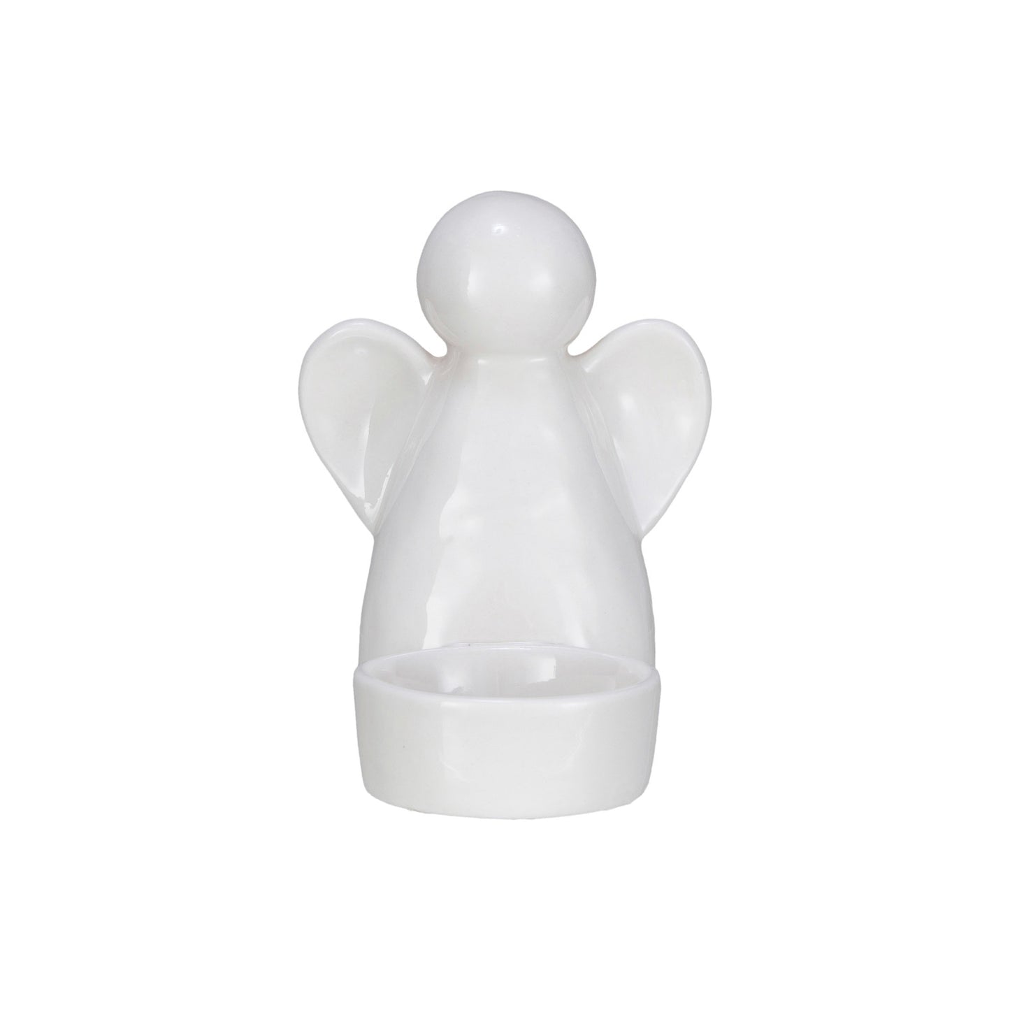 Stoneware Angel Tealight Holder, White
