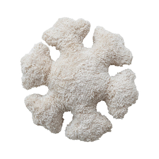 15" Round x 4"H Cotton Tufted Snowflake Shaped Pillow, Natural