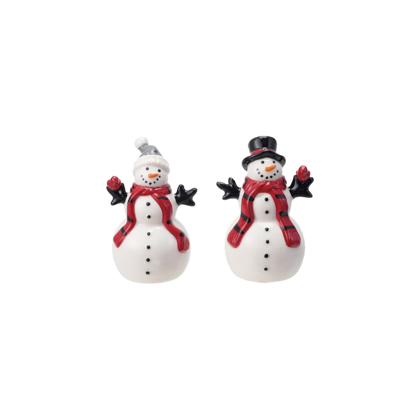 Stoneware Snowmen Salt & Pepper Shakers, Set of 2 ©