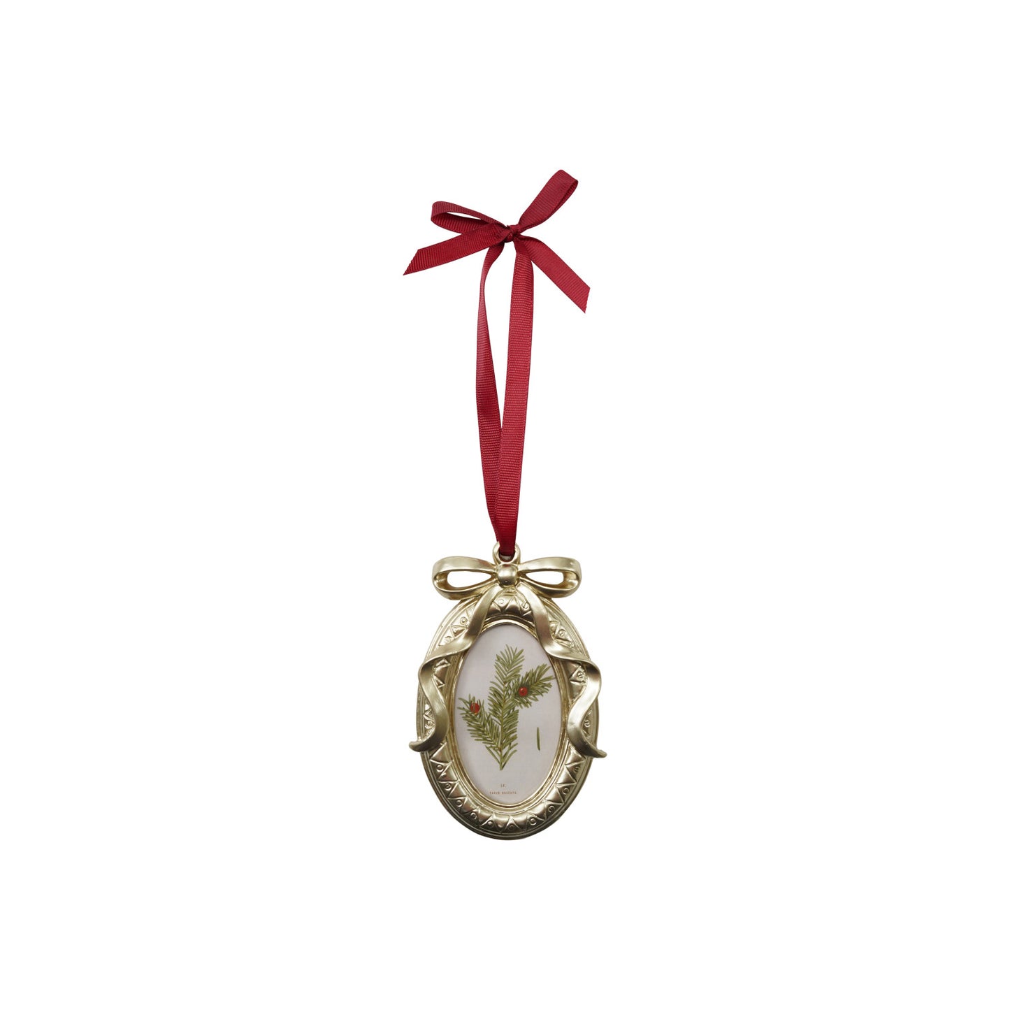 Resin Photo Frame Ornament with Bow & Burgundy Grosgrain Ribbon Hanger (Holds 2" x 3" Photo)