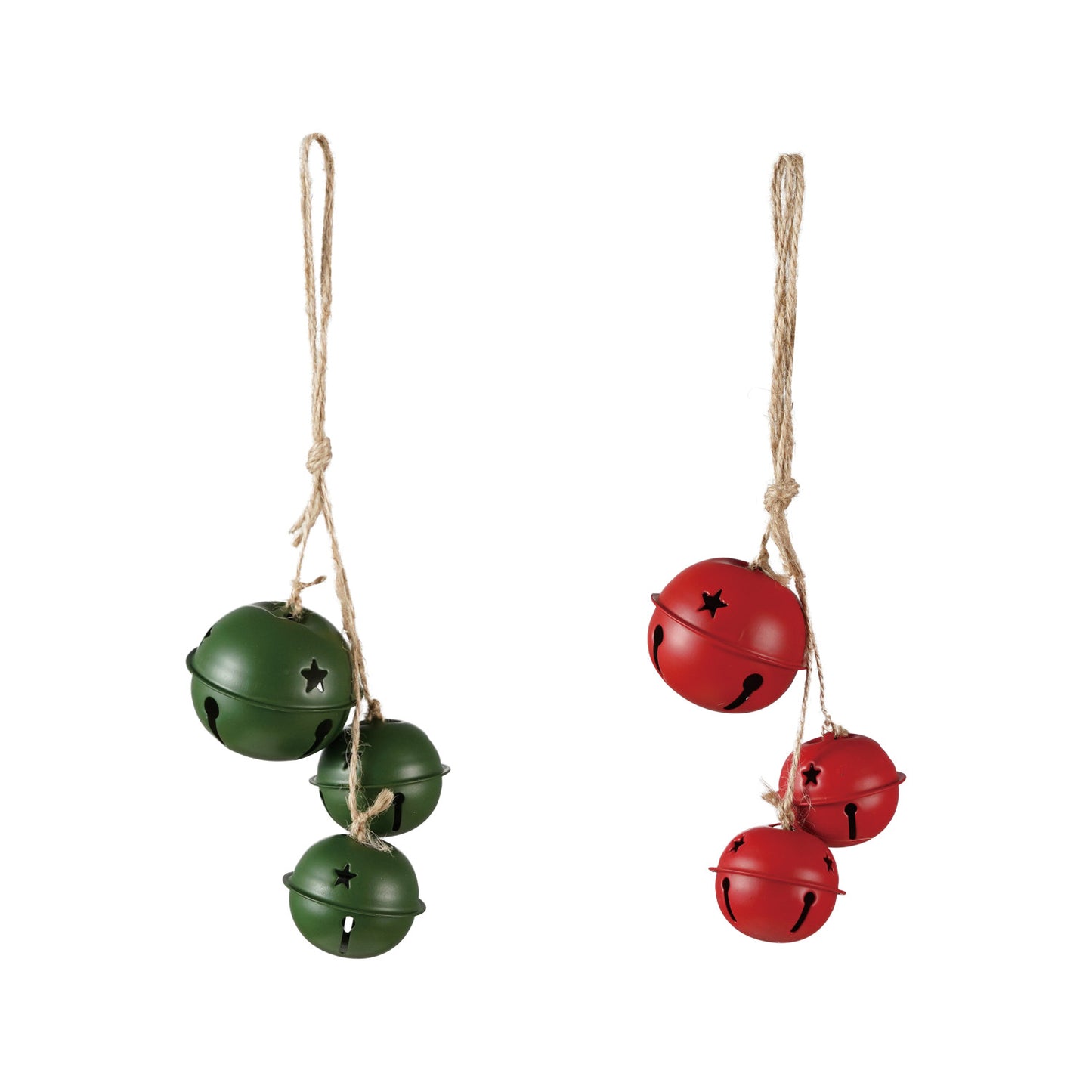 Hanging Metal Jingle Bells with Star Cut-Outs, 2 Colors