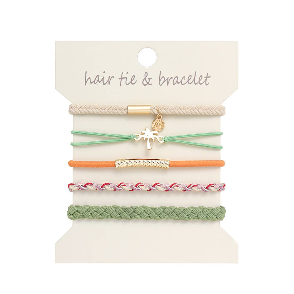 Bohemian Hair Tie Bracelet Set Palm